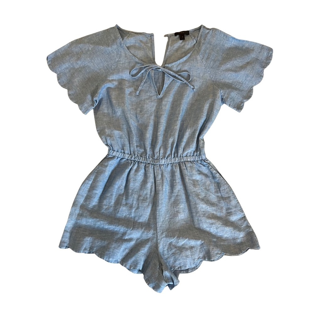 J. Crew Linen Scallop Romper